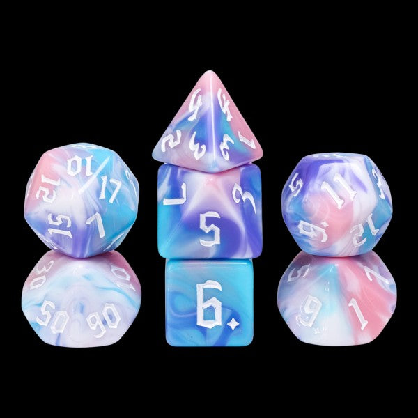 Fairy Tale 7pc Dice Set inked in White
